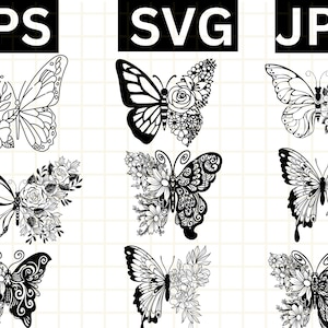 Butterfly Svg\ Floral butterfly svg\ Butterfly flower svg\ Butterfly svg file\ Floral butterfly svg\ Cutting file Cricut Silhouette