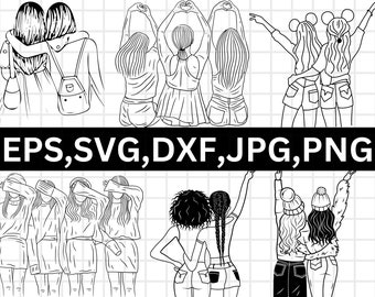 Best Friends Forever SVG \ Best friends svg 2 Women \ Sisters \ Queen \ Love Partner \ PNG \ Besties \ Silhouette \ Friendship SVG \ besties Squad
