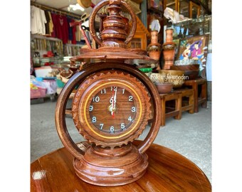 Wooden Table Clock, Handmade Decorative, Desk Clock, Office Gift ...