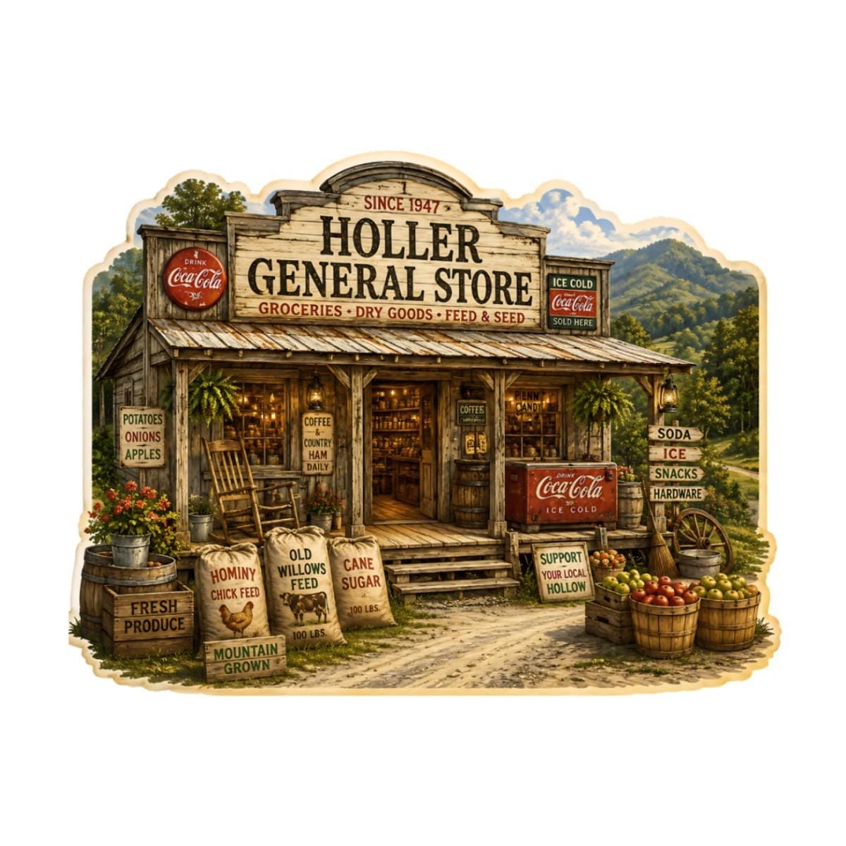 Holler General Store Rustic Farmhouse Sign, Appalachian Country Wall ...