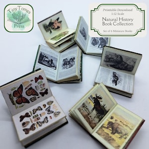 Miniatur Naturgeschichte Bücher Sammlung - Digitaler Download - 6er Set - Maßstab 1:12 - Vintage - Printable DIY - Puppenhaus - Saver Bundle