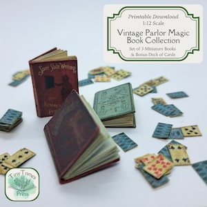 Coleção de livros mágicos de salão vintage em miniatura - Download digital - Conjunto de 3 e bônus - Escala 1:12 - Faça você mesmo para impressão - Casa de bonecas - Pacote econômico