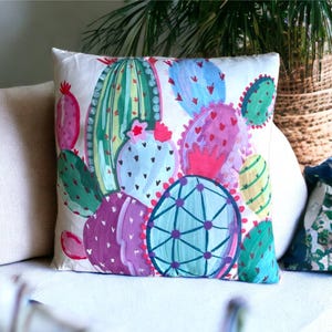 Cactus cushion cover, purple cactus cushion cover, succulent cushion cover, purple cushion cover, purple cactus pillow