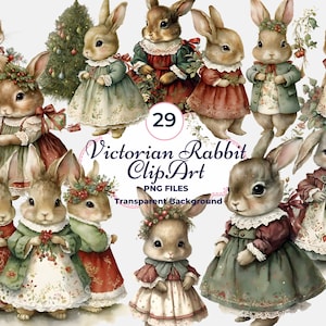 Clipart de coelho vitoriano, coelho de natal PNG, sublimação de coelho fofo