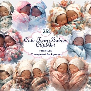 Niedliche Zwilling Baby Clipart, Zwilling Baby PNG, Zwilling Mädchen, Zwilling Jungen, Zwilling Junge und Mädchen, Sublimation