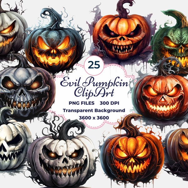 Evil Pumpkin Clipart, Halloween Scary Pumpkins, Evil Pumpkin PNG, Sublimation