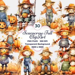Scarecrow Fall Clipart, Autumn Scarecrow PNG, Fall Decor PNG, Autumn Sublimation, Autumn Harvest, Pumpkin Patch, Farm Decor