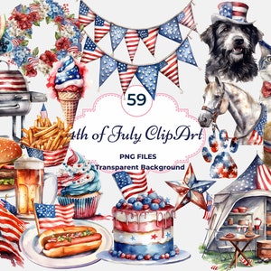 Bundle de cliparts 4 juillet, graphiques patriotiques, 4 juillet sublimation PNG, clipart fête de l'indépendance, vacances PNG, américain, usage Commercial