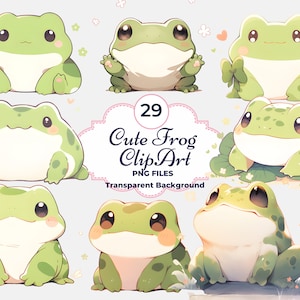 Cute Frog Clipart, Cute Frog PNG, Kawaii Frog, Sublimação