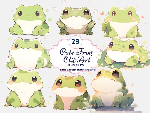 Cute Frog Clipart, Cute Frog PNG, Kawaii Frog, Sublimation