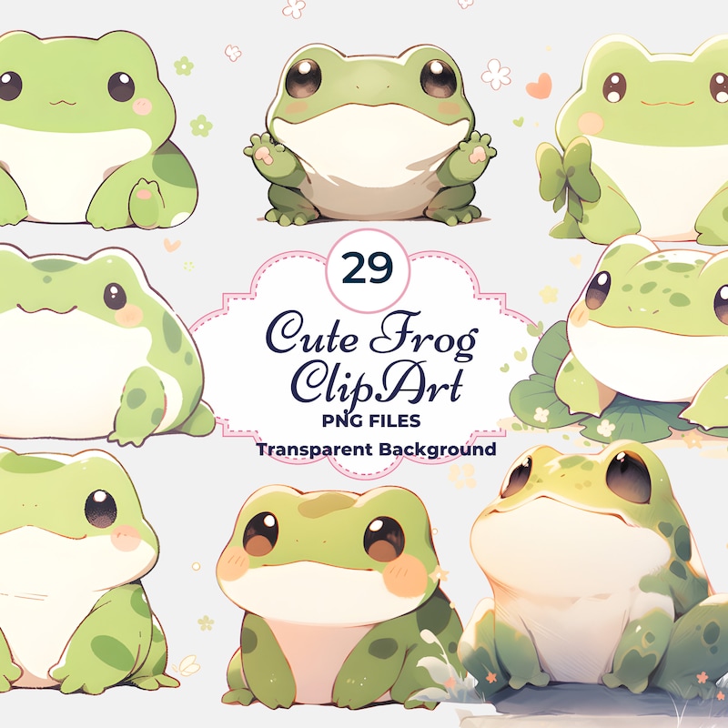 Cute Kawaii Frog Art Etsy