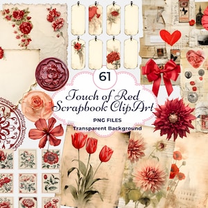 Hauch von Rot Scrapbook Clipart, Decoupage Clipart, Dekorpapiere, Scrapbook Sublimation, digitaler Download