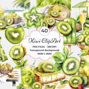 Kiwi Clipart, Watercolor Kiwi PNG, Tropical Fruit PNG, Summer Fruit PNG, Sublimation png, Watercolor Fruit, Scrapbooking, Journaling, Fruit