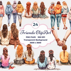 Friends Clipart, Sisters PNG, Girlfriends Clipart, Best Friends PNG, Sublimation