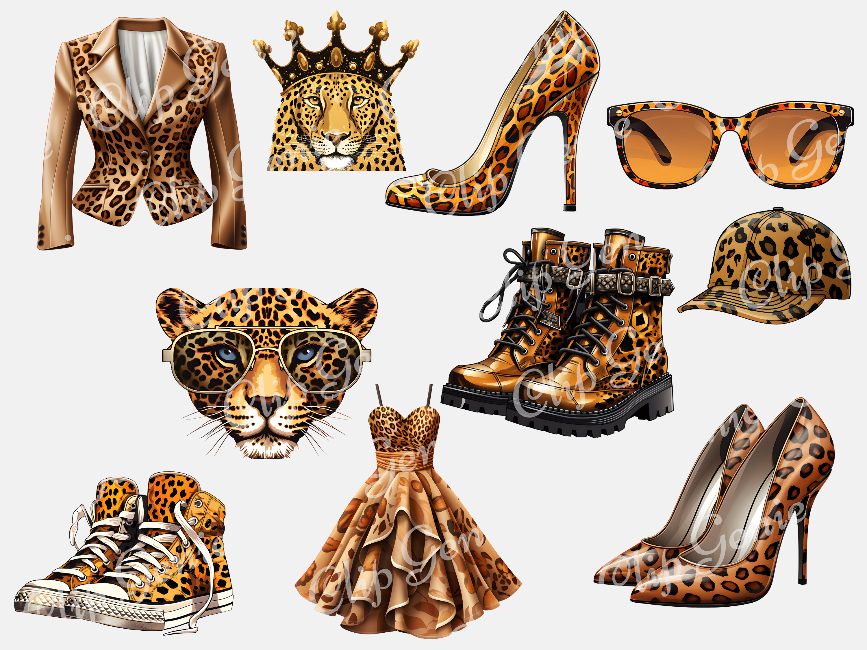 Glam Leopard Print Clipart, Leopard Print Fashion PNG, Sublimation - Etsy