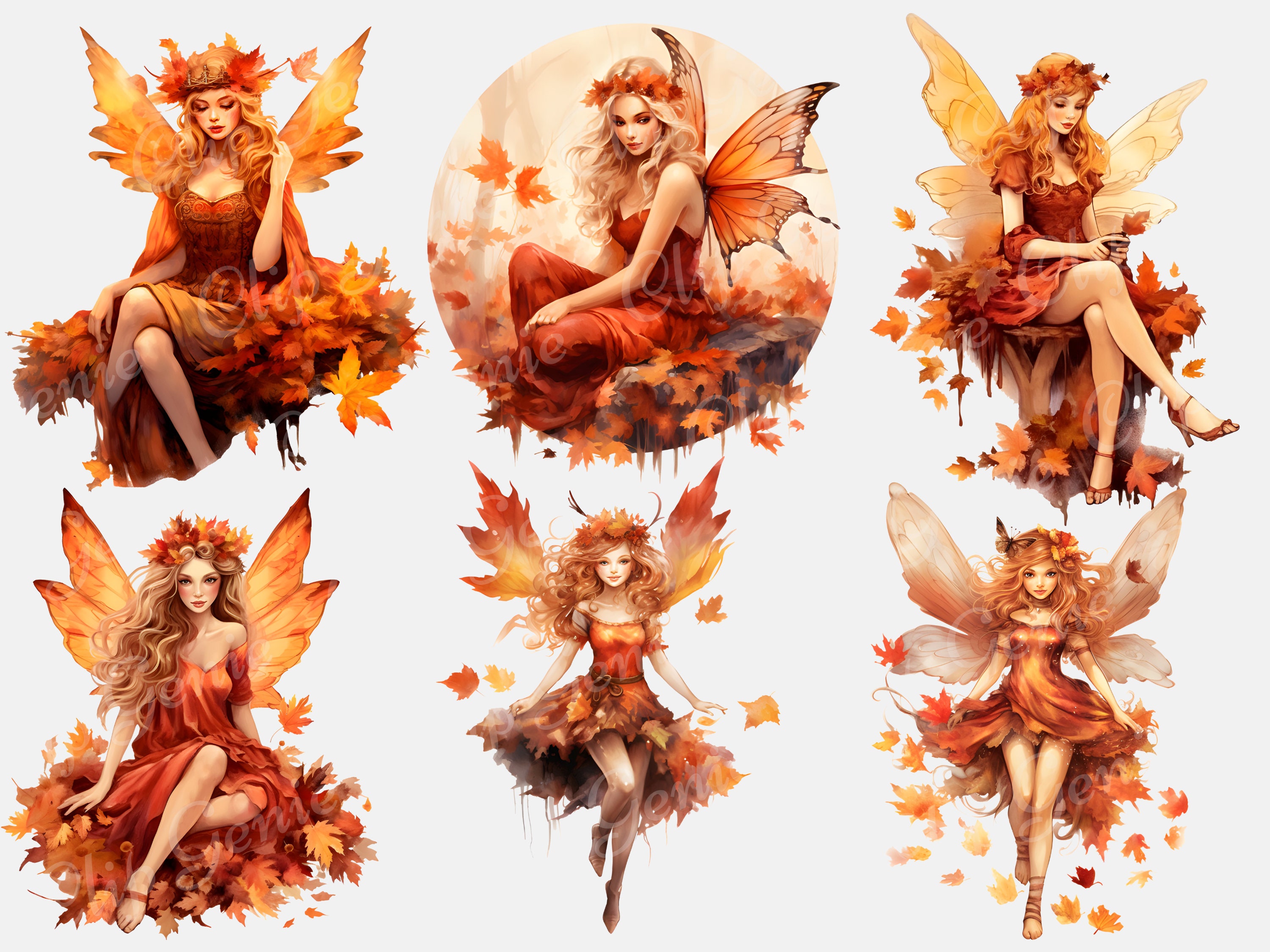 Fall Fairies Watercolor Clipart, Autumn PNG (commercial Use) - Etsy