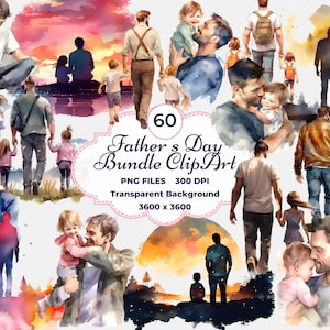 Vatertag Bundle, Aquarell Vatertag Clipart, Vater und Sohn Clipart, Vater und Tochter Clipart, Vater und Kinder Clipart