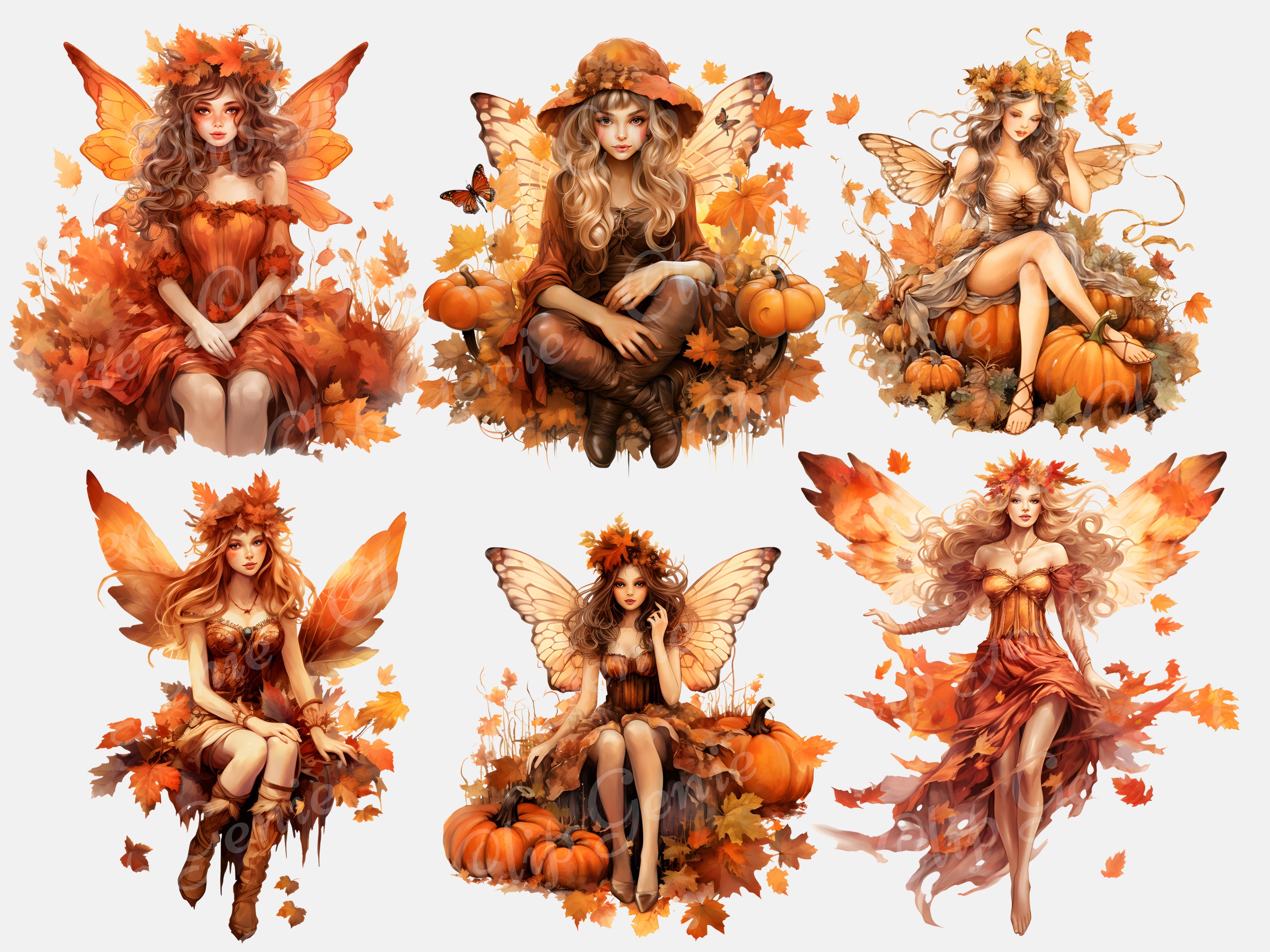 Fall Fairies Watercolor Clipart, Autumn PNG (commercial Use) - Etsy