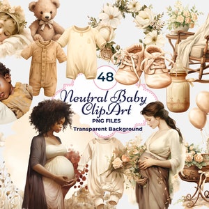 Neutral Baby Clipart, Neutral Baby Dusche PNG, Baby Mädchen, Jungen, Zwillinge, Schwangere Mama Clipart, Sublimation