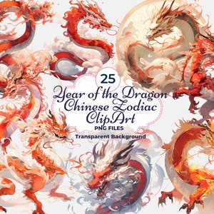 Jahr des Drachen Clipart, Chinesisches Sternzeichen Clipart, Sternzeichen PNG, Sublimation