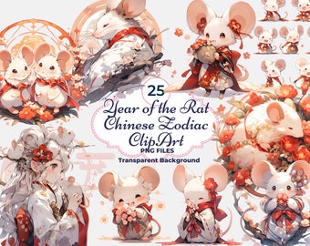 Year of the Rat Clipart, Chinese Zodiac Clipart, Zodiac PNG, Sublimation