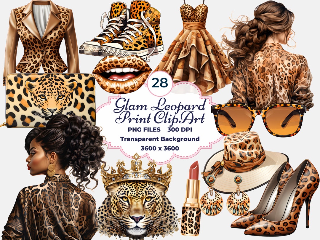 Glam Leopard Print Clipart, Leopard Print Fashion PNG, Sublimation - Etsy