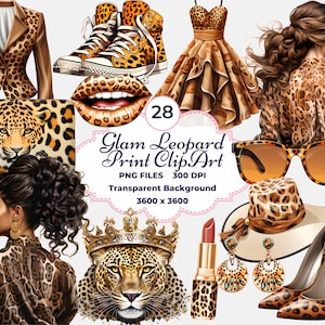 Clipart imprimé léopard glamour, impression léopard mode PNG, sublimation