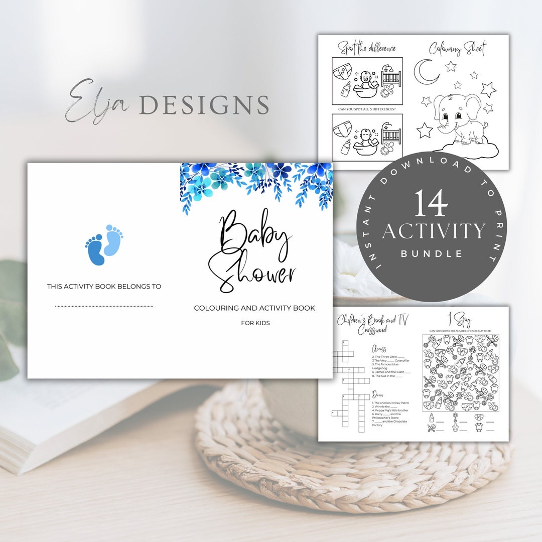 Printable Baby Shower Activity Book Colouring&amp;activity Book - Etsy