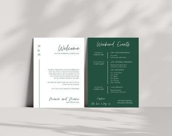 Minimalist Wedding Welcome Letter & Timeline Template | Editable Digital Template | Wedding Itinerary | Wedding Order of Events | Canva Edit