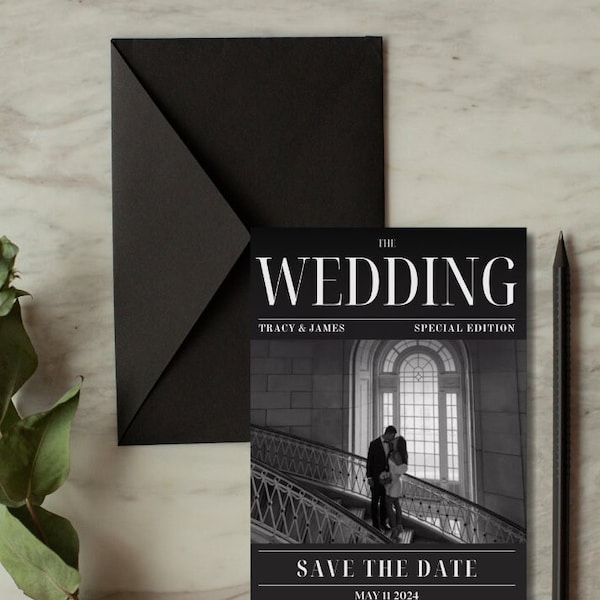 Magazine Save The Dates | Canva Editable Save The Date Template | Digital Template | Instant Download | Modern and Minimal | 5x7 Size