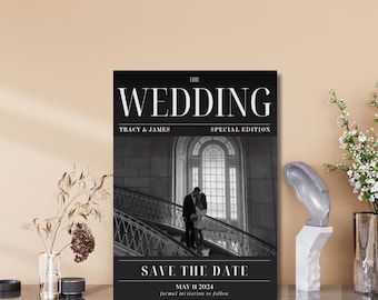 Magazine Save The Dates | Canva Editable Save The Date Template | Digital Template | Instant Download | Modern and Minimal | 5x7 Size