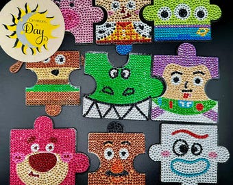 Disney Toy Story Puzzle Piece Coasters - Diamond Painting Coasters - Set of