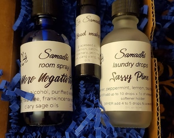 Caja de regalo con gotas para la ropa, spray ambiental y perfume