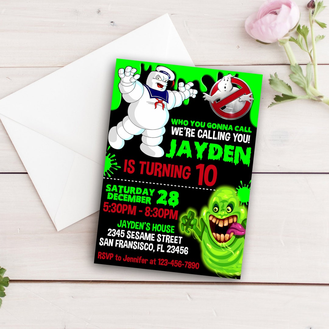 Ghostbusters Invitation Digital Ghostbusters Birthday Card - Etsy