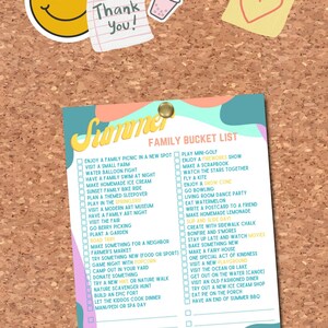 Summer Bucket List Printable, Summer Break Bucket List Template, Summer Activities Checklist, Instant Download