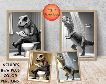 Pterodactyl on the toilet bathroom poster –