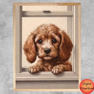 Cockapoo Haustier-Porträt, Cockapoo-Wandkunst, bedruckbarer Cockapoo, Cockapoo-Hundeliebhaber-Plakat, Geschenk für Cockapoo-Mama, HERUNTERLADBARER Cockapoo-Druck