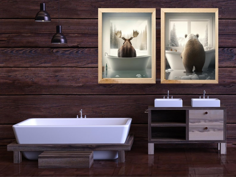 Wildlife Bathroom Decor Printable Rustic Animal Wall Art - Etsy