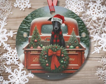 Custom Italian Greyhound Christmas Ornament, Personalized Black Greyhound X-Mas Tree Decoration, Dog Lover Gift, Holiday Aluminum Keepsake