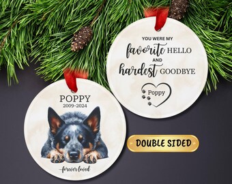 BLUE HEELER Memorial Christmas Ornament, Dog Forever Loved Sympathy XMAS Ornament, Custom Pet Loss Gift, Personalized Remembrance Keepsake