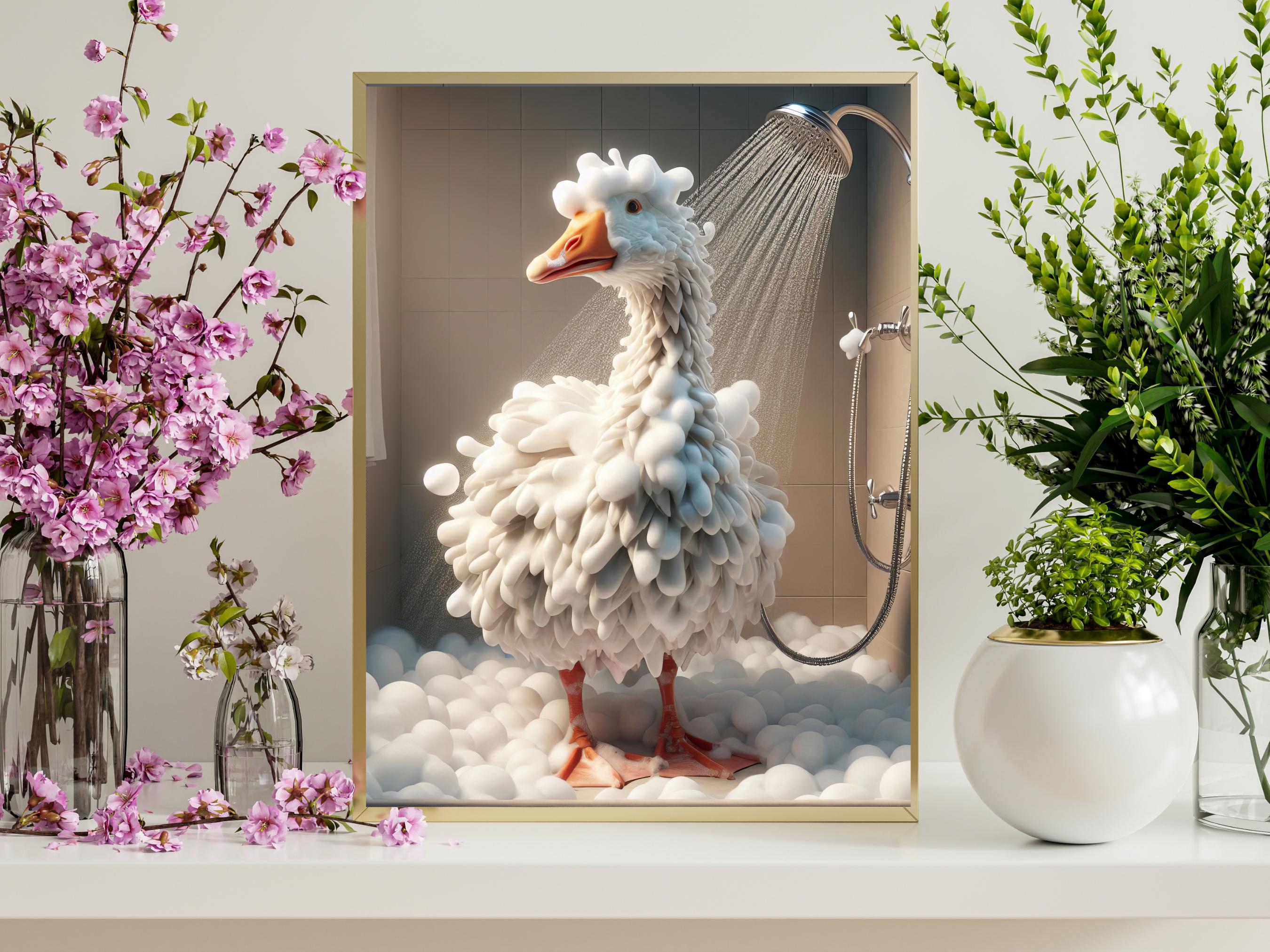 ARPEOTCY Ingelijste muurkunst , gekke gans , grappig dierenkwekerij