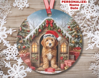 Personalized Cockapoo Christmas Ornament, Cavapoo, Labradoodle, Goldendoodle Ornament, Dog Lover Gift, Aluminum Holiday Keepsake Ornament