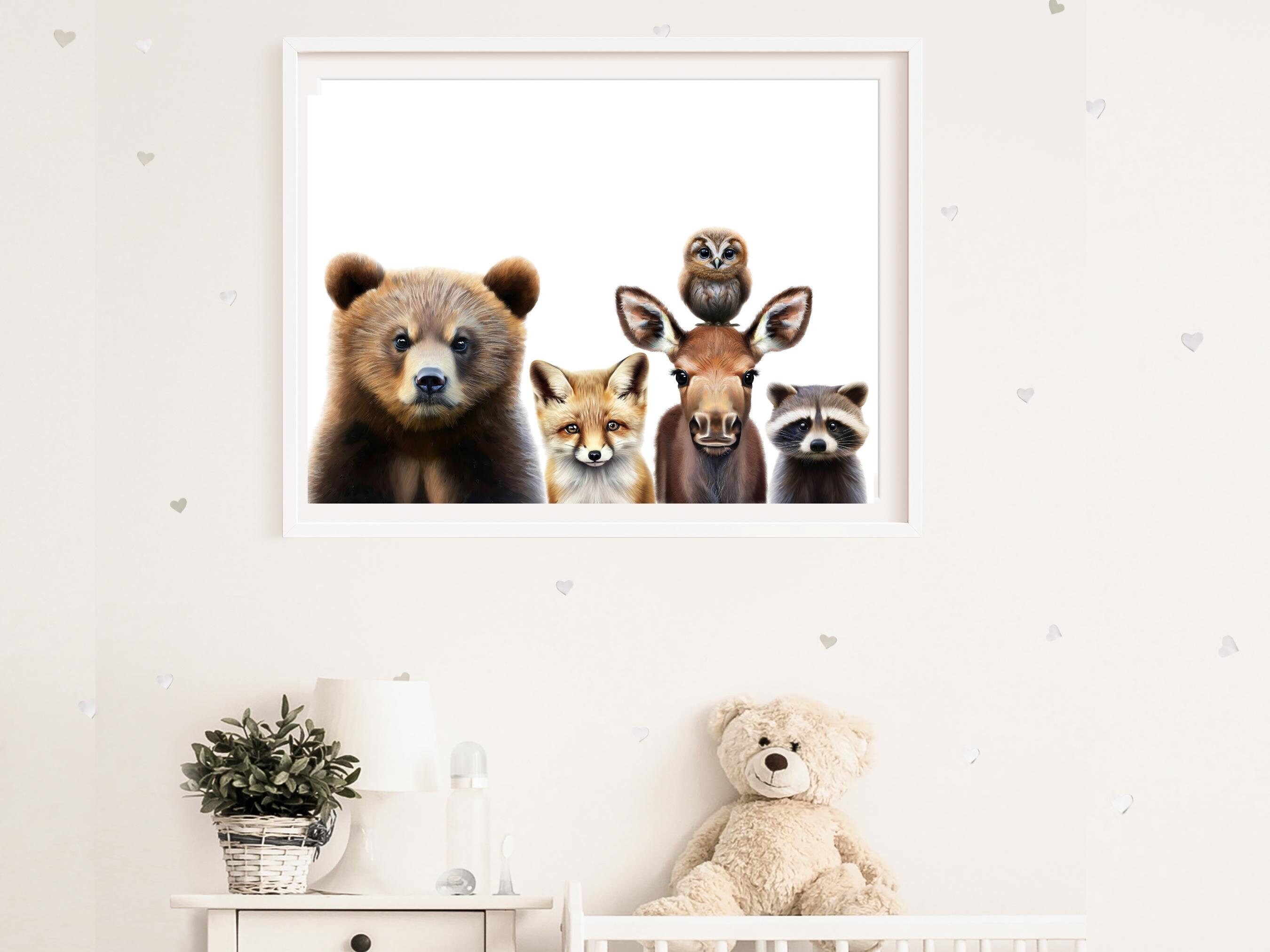 Woodland Animals PRINTABLE Wall Art Bear Fox Raccoon Moose - Etsy