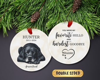 Black Lab Forever Loved Sympathy Ornament, Labrador Memorial Christmas Ornament, Custom Pet Loss Gift, Personalized Dog Sympathy Keepsake