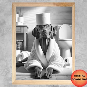 Vizsla Toilet Wall Art, Funny Vizsla Bathroom Black and White Printable, Vizsla Dog Toilet Paper Print, Mom Gift for Dog Lover, DOWNLOAD