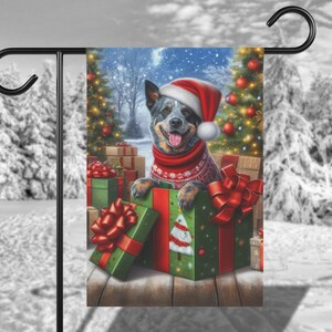 Blue Heeler Christmas Yard Flag, Holiday Australian Cattle Dog Garden Flag, Winter Christmas Flag, Outdoor Dog Garden Flag, Dog Mom Gift