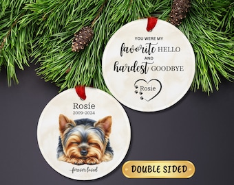 Yorkie Forever Loved Christmas Ornament, Yorkshire Terrier Memorial, Custom Pet Loss Sympathy Gift, Personalized Dog Remembrance Keepsake
