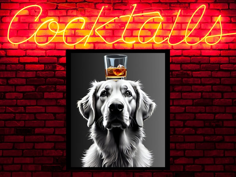 Golden Retriever Basement Bar Sign, Man Cave Wall Art, Home Bar Decor