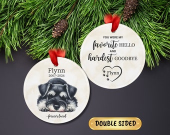 Schnauzer Forever Loved Christmas Ornament, Schnauzer Memorial Ornament, Custom Pet Loss Gift, Personalized Dog Remembrance Keepsake