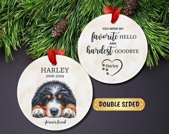 BERNEDOODLE Memorial Christmas Ornament, Bernie Forever Loved Sympathy Ornament, Custom Dog Loss Gift, Personalized Pet Remembrance Keepsake